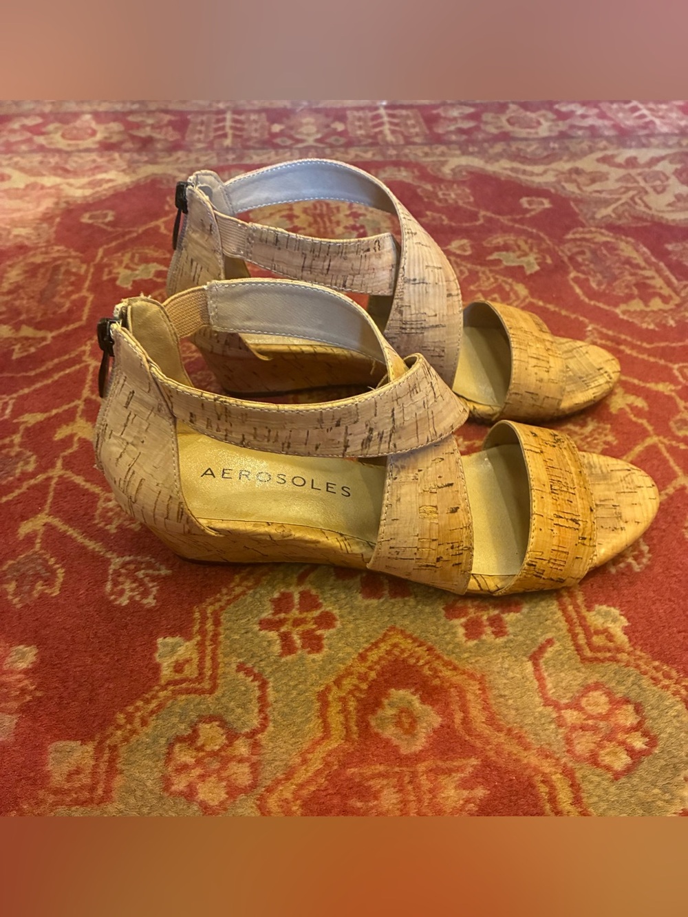 AEROSOLES Natural Cork Wedge Sandals